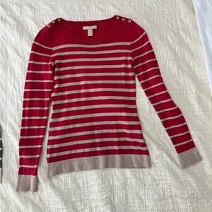 Banana Republic Red and Cream Striped Sweater